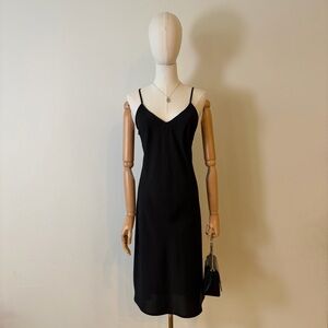 A New Day Black Silky V-Neck Midi Slip Dress - Size S